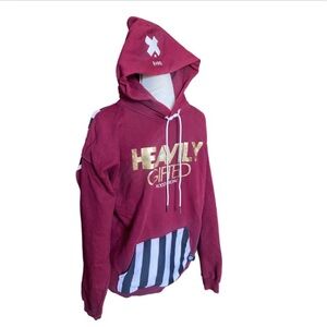 XODOHTRONU Men’s Heavily Gifted Hoodie Maroon White Black Sweater Size M